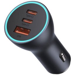 Baseus Golden Contactor Pro Cargador de Coche 2x USB-C/USB 65W Gris