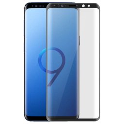 Avizar Protector de Cristal Templado 5D con Bordes Curvos Negros para Samsung Galaxy S9 Plus