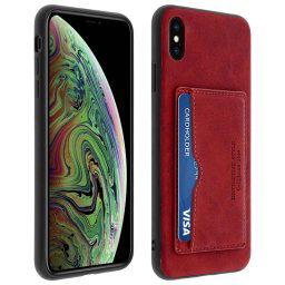 Avizar Funda Trasera de Silicona/Piel Sintética Roja Efecto Vintage para Apple iPhone XS Max