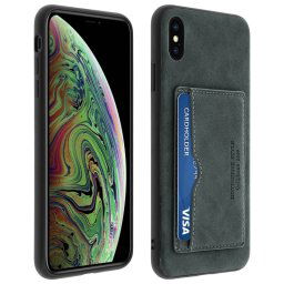 Avizar Funda Trasera de Silicona/Piel Sintética Gris Efecto Vintage para Apple iPhone XS Max