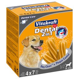 Snacks dentales para perros Vitakraft Dental 3in1 L/M - Pack % - 3 x 28 uds (84 uds)