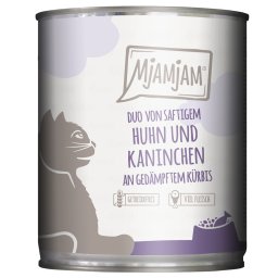 MjAMjAM Duo 12 x 800 g comida húmeda para gatos - Jugoso pollo y conejo con calabaza al vapor
