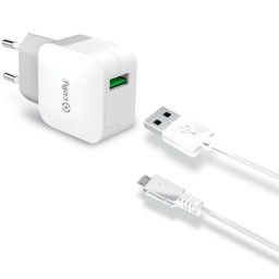 Celly TCUSBMICRO Cargador Ultra Rápido con Cable Micro USB 2.4Ah Blanco