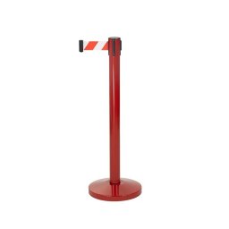 Poste rojo con cinta roja y blanca