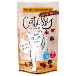 Snacks crujientes Catessy para gatos Triple sabor - 65 g - con pato, pavo y pollo