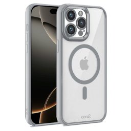 Cool Funda Magnética Transparente con Borde Plata para iPhone 16 Pro