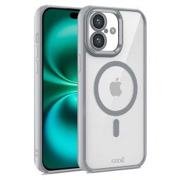 Cool Funda Magnética Transparente con Borde Plata iPhone 16 Plus