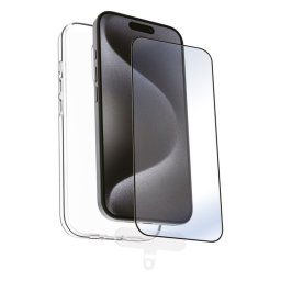 Muvit For Change Funda para Apple Iphone 16 Pro + Protector De Pantalla Vidrio Templado Marco Negro