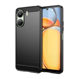 Max Power Digital Funda Fibra De Carbono Para Xiaomi Redmi 13c / Poco C65 Antigolpes Silicona Negra
