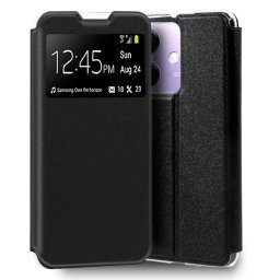 Cool Funda Flip Cover Liso Negro para Oppo A40 / A40m / A60 5G