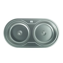 EDESA Fregadero sobre encimera K2 SE 84 2C. 950270009. Dos cubetas, Inoxidable, acabado acero. Para mueble de 80 cm