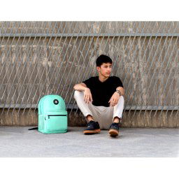 Mochila antartik con asa y bolsillo frontal con cremallera color verde menta 320x140x430 mm