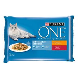 PURINA ONE Sterilcat comida húmeda en sobres - 4 x 85 g - Con pollo y vacuno