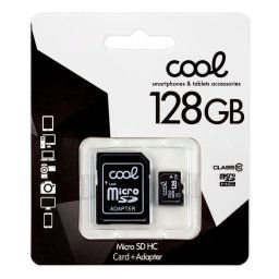 Cool Tarjeta de Memoria Micro SD HC 128GB Clase 10 + Adaptador