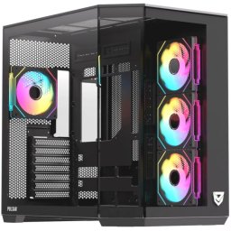 Nfortec Pulsar ARGB Semi Torre ATX con Doble Cristal Templado 4 Ventiladores Backrouting Negra