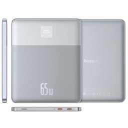 Baseus Blade2 PowerBank Cargador para Portátil 65W USB-C 12000mAh Display LED Plata