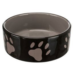Comedero de cerámica marrón con huellas Trixie - 0,8 litros, diámetro 16 cm