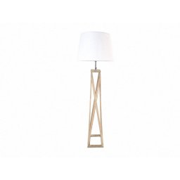 Lampara Pie Palos Teca Glaseado Blanco Tulipa Blanca Etravis
