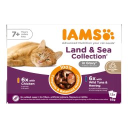 IAMS Advanced Nutrition Senior 7+ Land & Sea Collection en salsa - 12 x 85 g - Mix I (2 variedades)