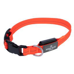 Collar de nailon con LED Nomad Tales Spirit USB, naranja - Talla S: contorno de cuello 34-41 cm