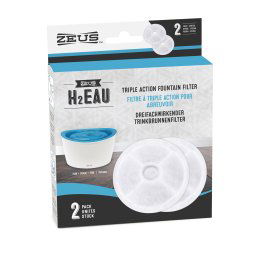 Zeus Fresh & Clear fuente para mascotas con protección contra salpicaduras - Accesorios: Filtro de repuesto H2EAU triple acción (2 piezas)