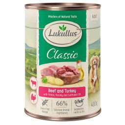 Lukullus Adult sin cereales 6 x 400 g - Vacuno y pavo