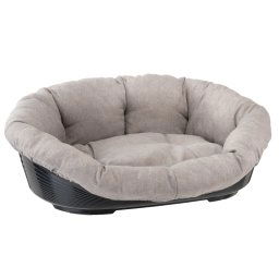 Set de cesta Ferplast Siesta Deluxe con funda Sofá Tweed beige - Talla 10: 93,5 x 68 x 28,5 cm (L x An x Al)