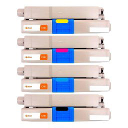 Pccom Essential Tóner Compatible Oki C301DN/c321DN/MC342DN Negro/Cian/Magenta/Amarillo Pack 4