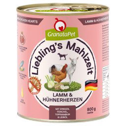 GranataPet Liebling's Mahlzeit 6 x 800 g - Cordero y corazones de pollo