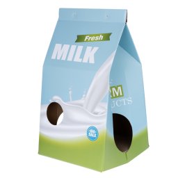 Cueva y rascador para gatos TIAKI tetrabrik de leche - 33 x 31 x 55 cm (L x An x Al)