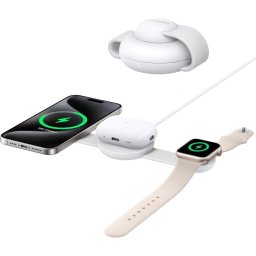 Anker MagGo Estación de Carga Inalámbrica 3 en 1 Compatible con MagSafe Qi2 15W Blanco