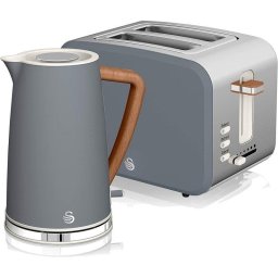 Set desayuno Swan Nordic: tostadora 2 rebanadas anchas 900 W y hervidor 1,7 l gris