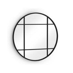 Espejo Redondo 120 Estilo Ventana Forja Negra Serie Atonsas