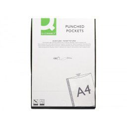 Funda multitaladro q-connect din a4 100 mc cristal caja de 100 unidades