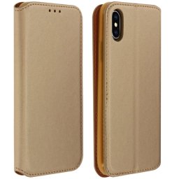 Avizar Funda Tipo Libro Cartera Dorada para Apple iPhone X/XS