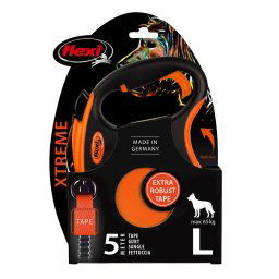 Correa extensible flexi Xtreme naranja con cinta de 5 m - L: hasta 65 kg