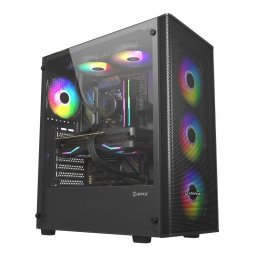 UNYkach Mir 100 Caja ATX Gaming Cristal Templado Lateral y 4 Ventiladores ARGB Negra