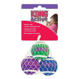 KONG Active pelotas de tenis con cascabeles para gatos - 3 unidades