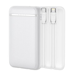 Power Bank Cool 5000 mAh con Cables USB-C / Lightning Blanco