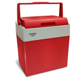 briebe Nevera Portátil Eléctrica de Viaje para Coche, Camping, 12V / 220V, Capacidad 28 Litros, Refrigera, Mantiene el Calor, Modo Bajo Consumo, Roja