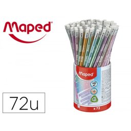 Lapices de grafito maped plastico glitter deco hb con goma 72 colores surtidos