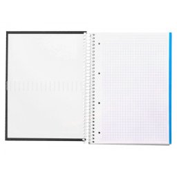 Cuaderno espiral liderpapel a4 micro crafty tapa forrada 120h 90gr cuadro 5mm 5 bandas 4 colores color negro