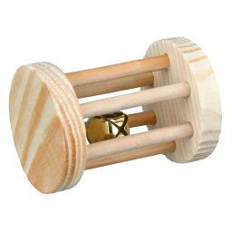 Cilindro de madera con cascabel Trixie para roedores - 5 x 7 cm (Diám x L)