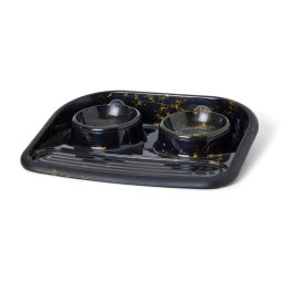 Comedero doble Savic Butler marmolado, negro y oro - 2 x 300 ml, 14,5 cm diám.