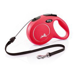 Correa extensible flexi New Classic roja con cordón de 8 m - M: hasta 20 kg