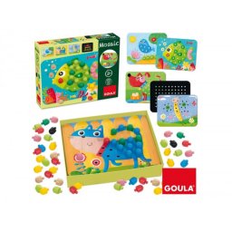 Juego goula didactico mosaico con pivotes de colores y laminas de animales +3 años
