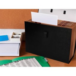 Maletin liderpapel con fuelle y asa carton forrado 19 departamentos 255x390x120 mm colores surtidos
