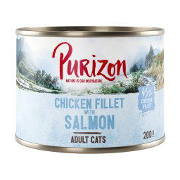 Purizon Adult 6 x 200 g comida húmeda para gatos, sin cereales - Filete de pollo con salmón