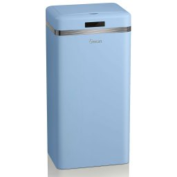Swan Retro Cubo de Basura Cocina Automático, Sensor de Movimiento, 45 Litros, Metálico, Papelera Inteligente de Reciclaje Gran Capacidad, Diseño Vintage, Azul