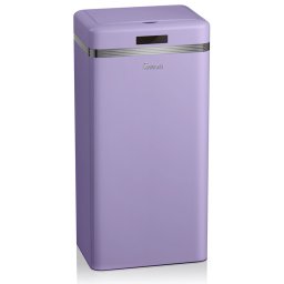 Swan Retro Cubo de Basura Cocina Automático, Sensor de Movimiento, 45 Litros, Metálico, Papelera Inteligente de Reciclaje Gran Capacidad, Diseño Vintage, Morado